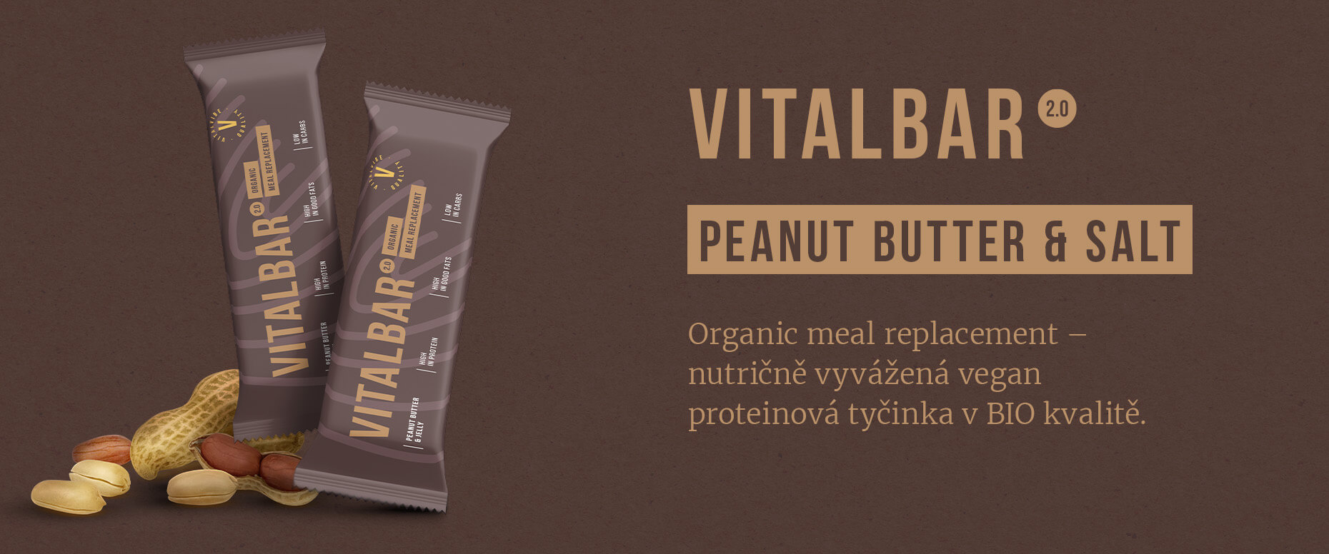Vegan PROTEINOVÁ tyčinka VITALBAR (BIO Peanut butter) 2